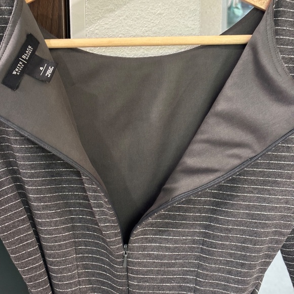 White House Black Market Knit Dress - Gray w/ Silver Stripes Size 4 - Picture 6 of 8